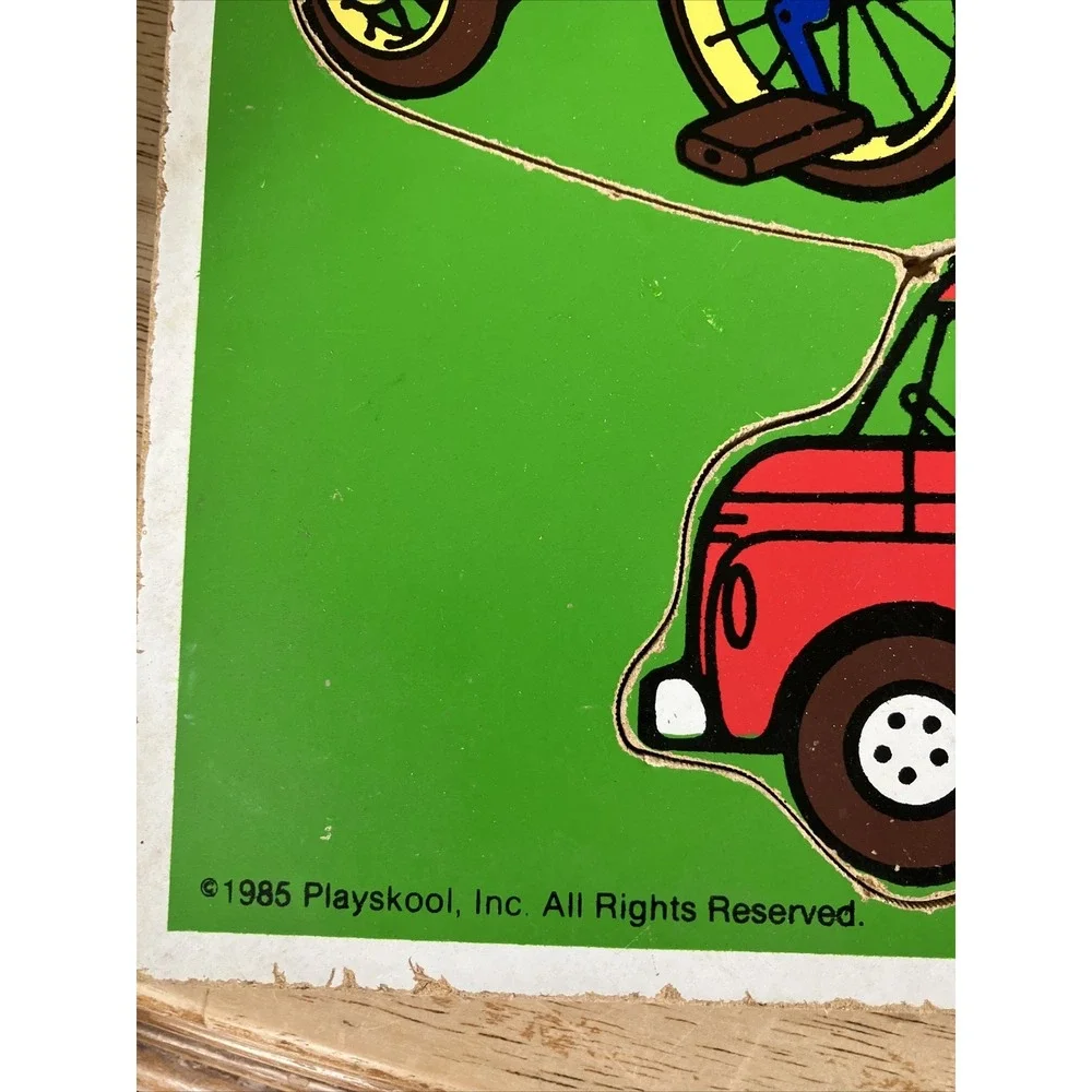 Vintage PlaySkool‎ Wooden Puzzle 4 Pieces 180-04 Things with Wheels Made USA